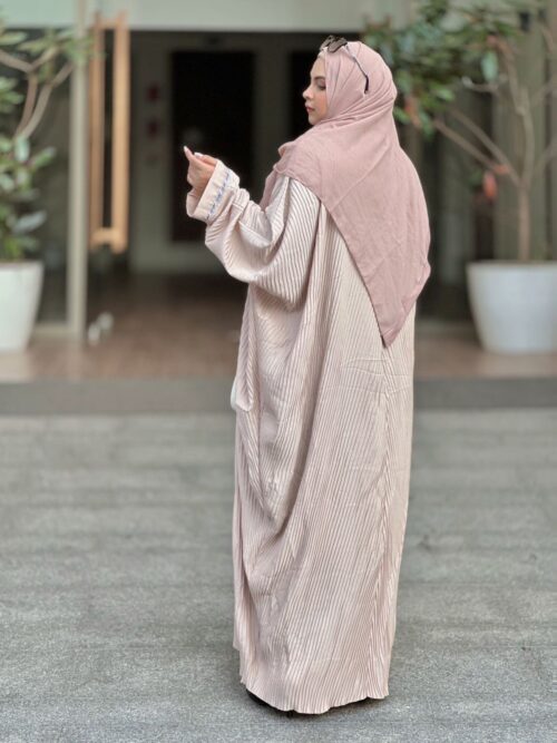 Nude Peach Pleated Kaftan Abaya Al Rida