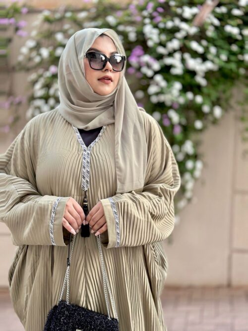 Green - Pleated Kaftan Abaya