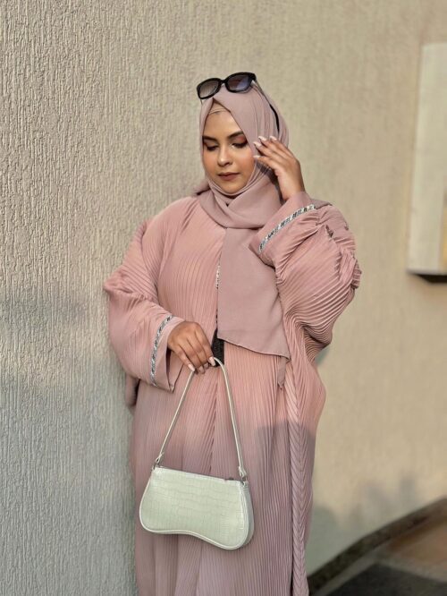 Mauve - Pleated Kaftan Abaya - Image 2