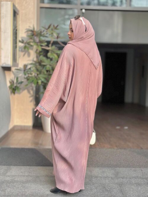 Mauve - Pleated Kaftan Abaya - Image 4