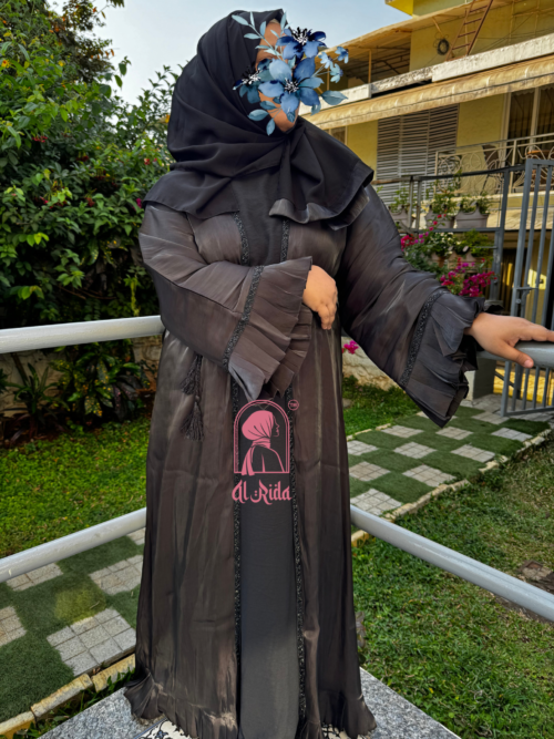 Black - Organza Frill Abaya
