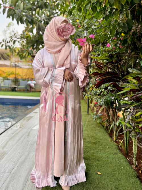 Pink - Organza Frill Abaya - Image 2