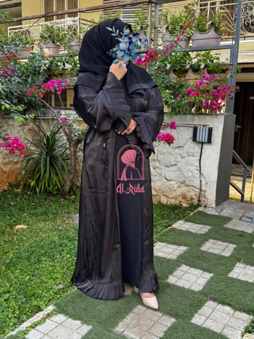 Black - Organza Frill Abaya - Image 4