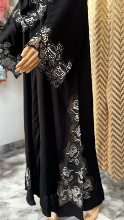 Floral Cutwork Lace Abaya - Image 3