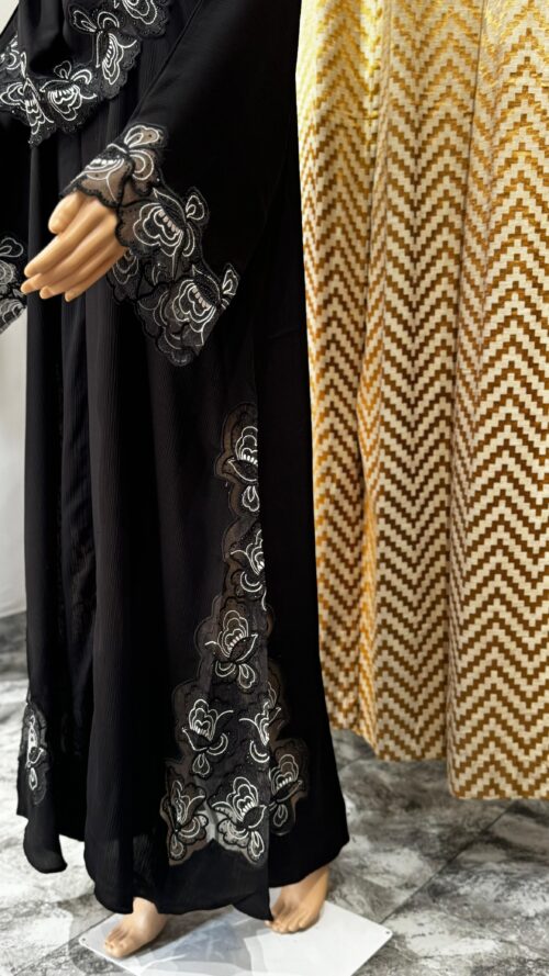Floral Cutwork Lace Abaya - Image 2