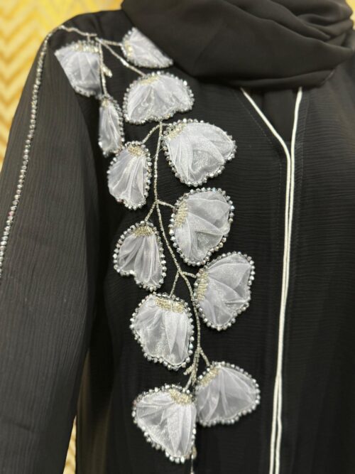 3D Tissue Floral Abaya - Image 3