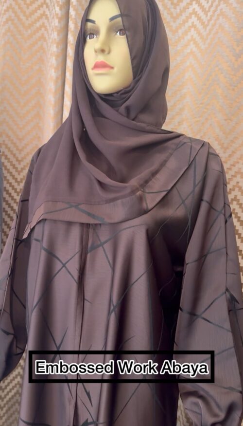 Embossed Work Abaya - Image 6